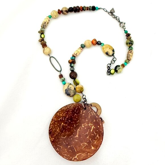 Silpada Kabkaban Wood Leaf Mixed Bead Necklace - 16" to 18" - Picture 7 of 7
